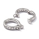 Brass Micro Pave Clear Cubic Zirconia Hoop Earring Findings ZIRC-I054-10P-3