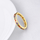 真鍮製マイクロパヴェキュービックジルコニア指輪指輪  サイズ6  ゴールドカラー  16.5mm RJEW-BB20688-G-6-6