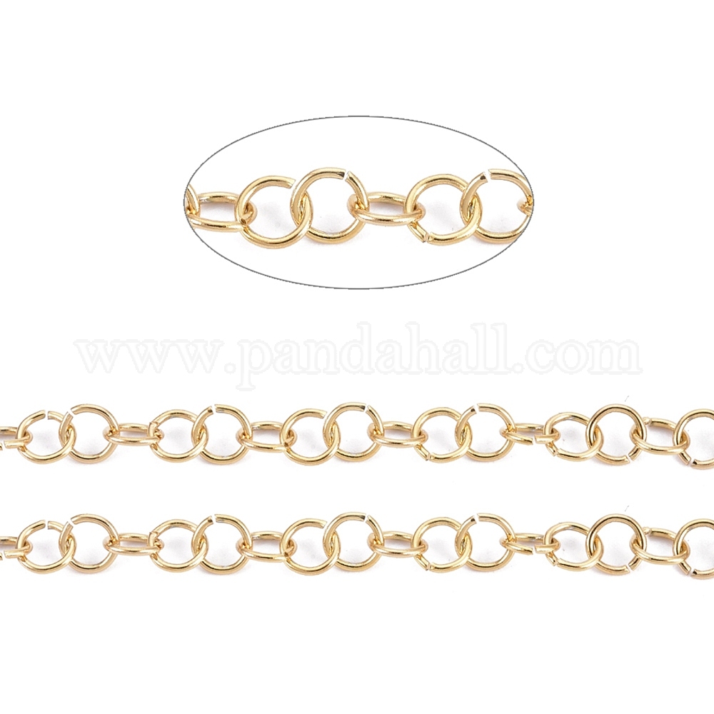 Cadena De Acero Inoxidable Para Joyería - 10 Metros En Carrete, Eslabón Ovalado Cruzado 2.4x1.9x0.4 Mm