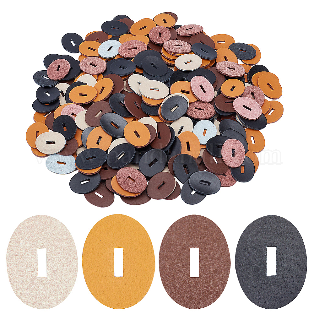 Wholesale OLYCRAFT 100Pcs 4Colors Genuine Leather Handle Washers 1.3x1