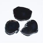 Ágata natural de rebanadas grandes colgantes, teñido, pepitas, negro, 31~60x54~100x5~12mm, agujero: 2 mm