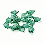 Transparent Acrylic Pendants, Leaf, Dark Green, 20x13x4mm, Hole: 2mm, about 166pcs/50g