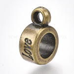 Bails en tube plastique ccb, cautions en boucle, colonne avec amour, bronze antique, 14x5.5x10mm, Trou: 2mm