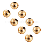 Unicraftale 200pcs 4mm perles d'espacement rondes dorées en acier inoxydable perles en vrac perles d'espacement de petit trou en métal perles de surface lisse trouver pour le bricolage bracelet collier fabrication de bijoux, trou 1.5 mm
