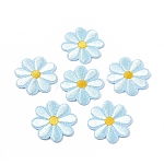 Tela de bordado computarizada para planchar / coser parches, accesorios de vestuario, apliques, girasol, el cielo azul, 40x1.5mm