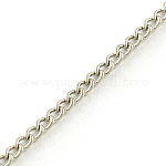 Unwelded Iron Curb Chains, with Spool, Platinum, 2.5x1.6x0.45mm, about 328.08 Feet(100m)/roll