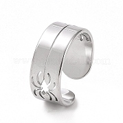 304 Stainless Steel Hollow Out Spider Open Cuff Ring for Women RJEW-C053-03P