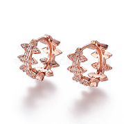 Серьги-кольца из латуни с микро-паве из фианита EJEW-F209-05RG