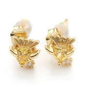 Серьга-гвоздик из латуни с кубическим цирконием EJEW-O106-02G