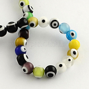 Круглый ручной сглаза Lampwork бисер LAMP-R114-6mm-12