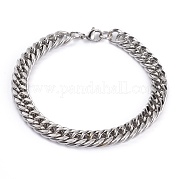Браслеты из кубинской цепи из нержавеющей стали 304 STAS-A028-B064P-B