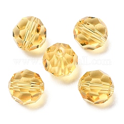 Imitazione branelli di cristallo austriaco, grado aaa, vetro k9, sfaccettato (32 sfaccettatura), tondo, giallo champagne, 8mm, Foro: 0.9~1.4 mm