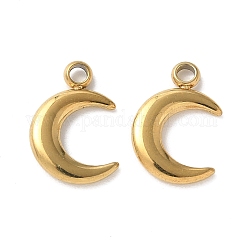 Ionenplattierung (IP) 304 Edelstahlanhänger, Mond Charme, echtes 18k vergoldet, 13x8.5x2 mm, Bohrung: 1.6 mm