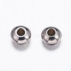 Anlaufgeschützte Abstandshalter aus Edelstahl 201, Rondell, Edelstahl Farbe, 4x2 mm, Bohrung: 1.5 mm