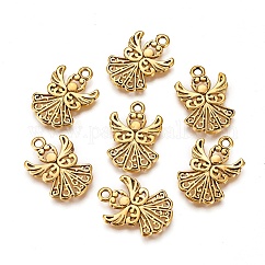 Pendente in lega stile tibetano,  cadmio& piombo libero, angelo, oro antico, 20x14x1mm, Foro: 1.5 mm