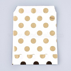 Bolsas de papel kraft ecológicas con estampado de lunares, bolsas de regalo, bolsas de compra, Rectángulo, oro, 18x13x0.01 cm