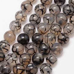 Drago naturale vene fili agata goccia, tondo, grado a, tinti e riscaldato, caffè, 6mm, Foro: 1 mm, circa 61pcs/filo, 14 pollice.