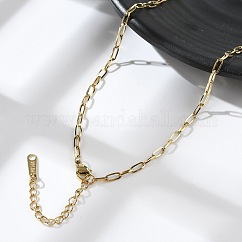 Collar de cadena con clip de acero inoxidable 304 con revestimiento iónico (IP) para mujer, real 14k chapado en oro, 16.46 pulgada (41.8 cm)