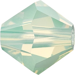Preciosa® Kristallperlen, tschechischer Kristall, Doppelkegel (451 69 302 Rondell), 51000 Chrysolith-Opal, 4 mm, Bohrung: 0.8 mm