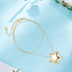 Collier avec pendentif rond en forme d'étoile en acier inoxydable 304&nbsp;NJEW-BBC0001-47G