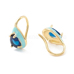 Orecchini pendenti a goccia con zirconi cubici e smalto da donna&nbsp;EJEW-P196-01G-03