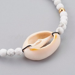 Pulseras de cuentas trenzadas Howlite naturales&nbsp;BJEW-JB04079-03