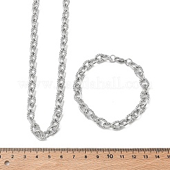 Halskette und Armband-Set aus gedrehter Gliederkette aus Edelstahl 304&nbsp;SJEW-D091-01P