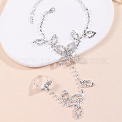 Messing-Strass-Gliederkette Fingerring-Armbänder für Frauen&nbsp;AJEW-WH20121-31