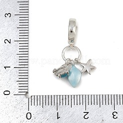 Ciondoli pendenti europei in ottone e smalto blu cielo&nbsp;KK-P324-02P