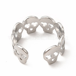 Anlaufgeschützter offener Manschettenring aus 304er Edelstahl mit Totenkopfmotiv für Damen&nbsp;RJEW-B027-31P