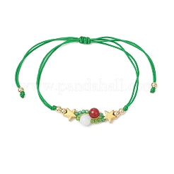 Weihnachts-Themen-Glasperlen geflochtene Perlenarmbänder für Frauen&nbsp;BJEW-MZ00189-03