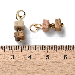 Pendentifs en perles cubiques en jaspe naturel&nbsp;STAS-C120-02G-04