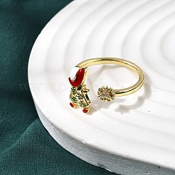 Manschettenringe aus Messing mit Mikropavé-Zirkonia für Damen&nbsp;RJEW-L336-01G-02
