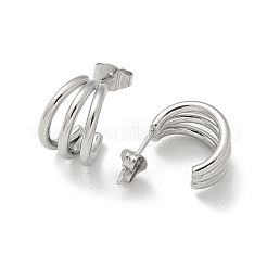 Pendientes de botón de triple C en acero inoxidable 304 para mujer&nbsp;EJEW-C096-68P-01