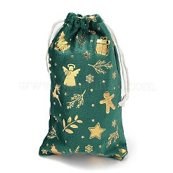Bolsas de almacenamiento de terciopelo navideño con estampado dorado&nbsp;ABAG-Q053-01B-02D