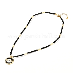 Collana con ciondolo in micro pavé di zirconi cubici in ottone malocchio per donna ragazza&nbsp;NJEW-JN03692