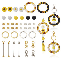DIY-Sets zur Herstellung von Schlüsselanhängern aus Sonnenblumeneisen mit Perlen&nbsp;DIY-TA0010-21