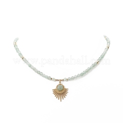 Colliers avec perles en aventurine verte naturelle&nbsp;NJEW-JN04226-01