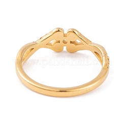 Bague en acier inoxydable 304 avec placage PVD sous vide et motif floral&nbsp;RJEW-C086-03-G