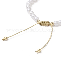 Braccialetti di perline intrecciate in agata naturale e plastica ABS con imitazione di perle&nbsp;BJEW-JB11667