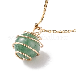 Collana con ciondolo a gabbia in pietra preziosa naturale con catene in acciaio inossidabile 304 per donna&nbsp;NJEW-JN03905-02