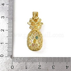 Messing Micro Pave klare Zirkonia Ananas Perlen Käfig Anhänger&nbsp;KK-I358-009G