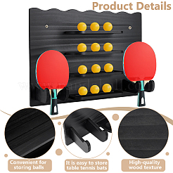 1 Tasche Kiefernholz Wand-montiert Tischtennisschläger Lagerregal&nbsp;AJEW-CL0003-43