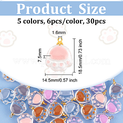 30pcs 5 Farben transparente Glasanhänger&nbsp;FIND-OC0002-42