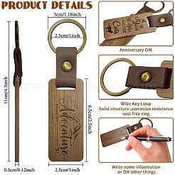 Porte-clés en bois de noyer&nbsp;KEYC-WH0044-001