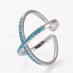 Micro ottone spianare anelli gemelli zirconi&nbsp;RJEW-C101-13G-D