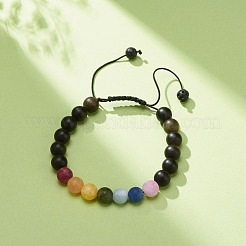 Set di braccialetti con perline intrecciate rotonde e pietre miste di ossidiana e lucentezza dorata di 2 pz 2 stili per donna&nbsp;BJEW-JB08385