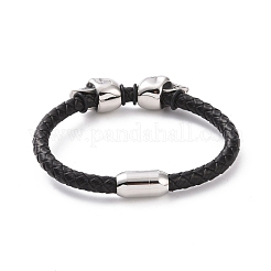 Totenkopf-Perlenarmband aus 304 Edelstahl mit Magnetverschlüssen&nbsp;BJEW-P275-26P