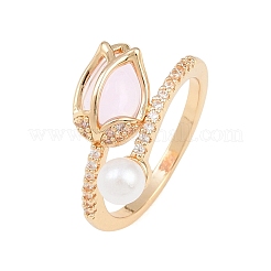 Fingerringe aus Messing mit Mikropavé-Kubikzirkonia für Damen&nbsp;CU-CBAA973-02G