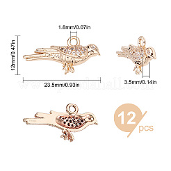 12pcs latón micro pavé colgantes de circonita cúbica&nbsp;KK-SC0003-17-RS
